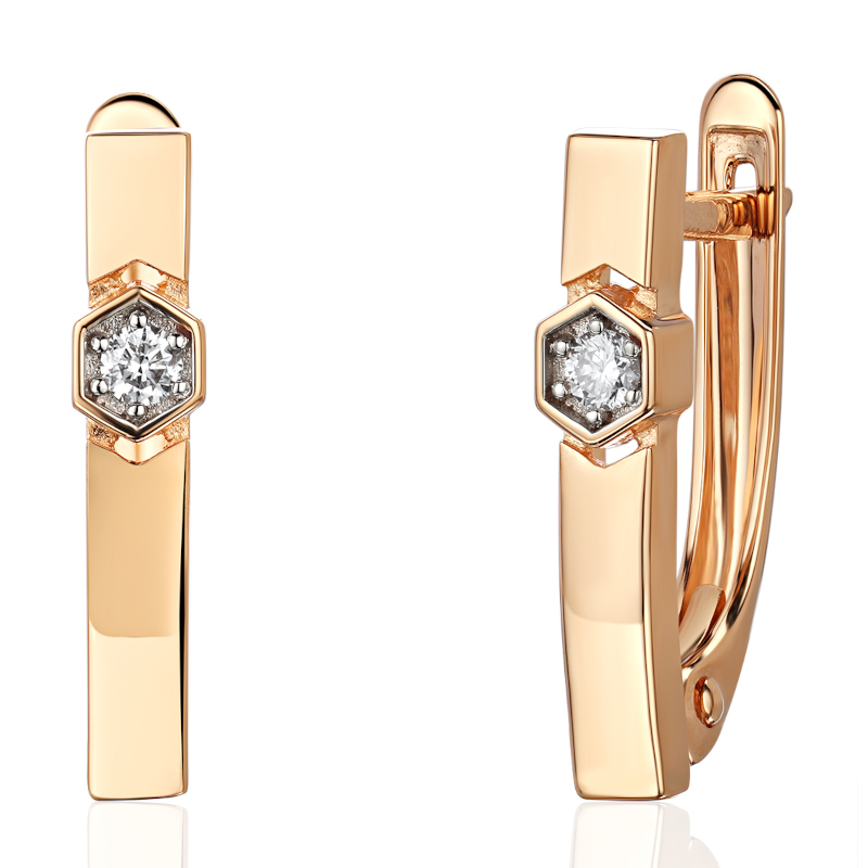 Серьги из красного золота 585 пробы с бриллиантами 01С6115591Р