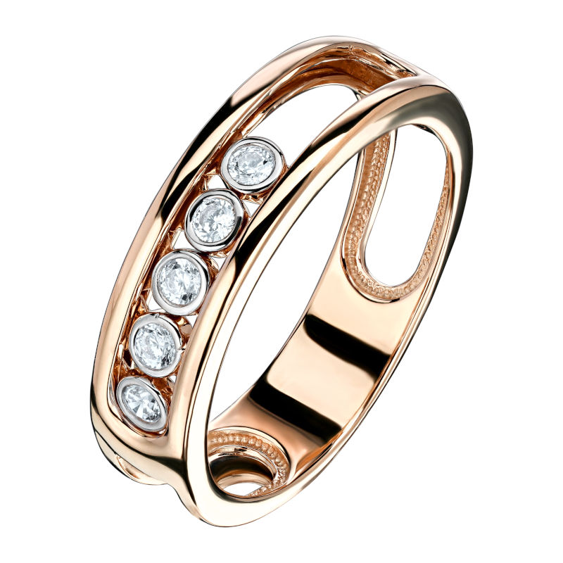 Кольцо из красного золота 585 пробы с фианитами 01К1113121Р