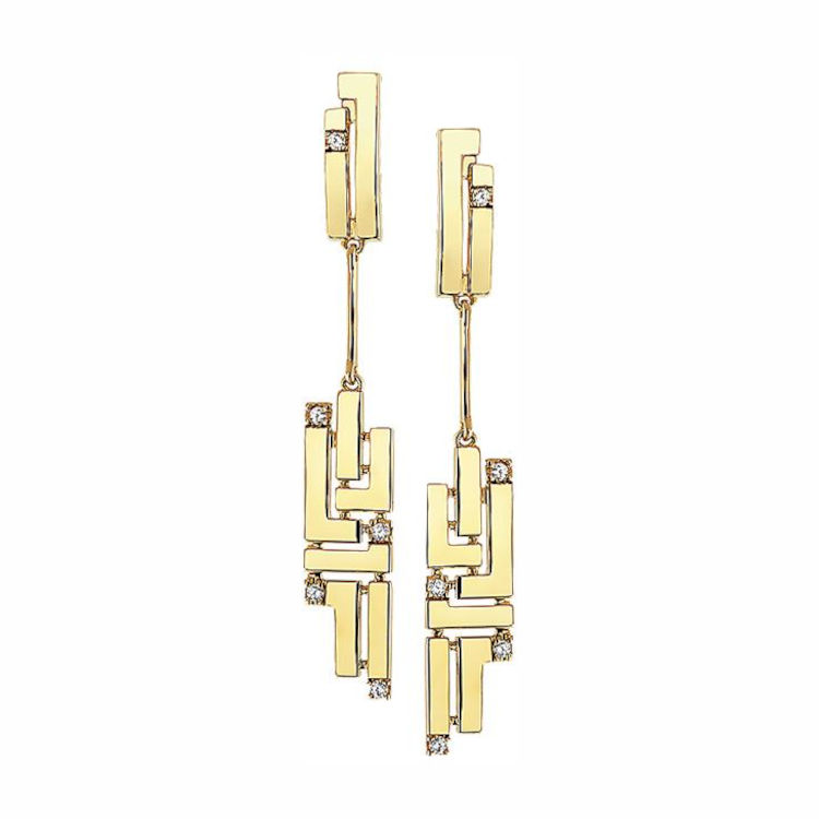 Серьги из желтого золота 585 пробы с фианитами 01С1310173