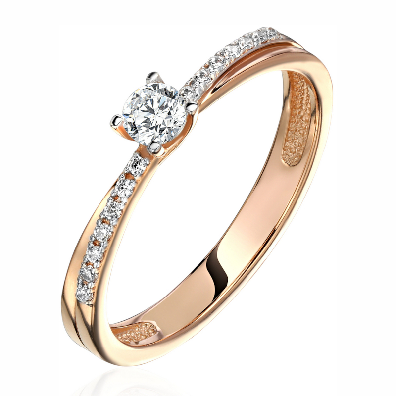 Кольцо из красного золота 585 пробы с фианитами 01К1114614Р