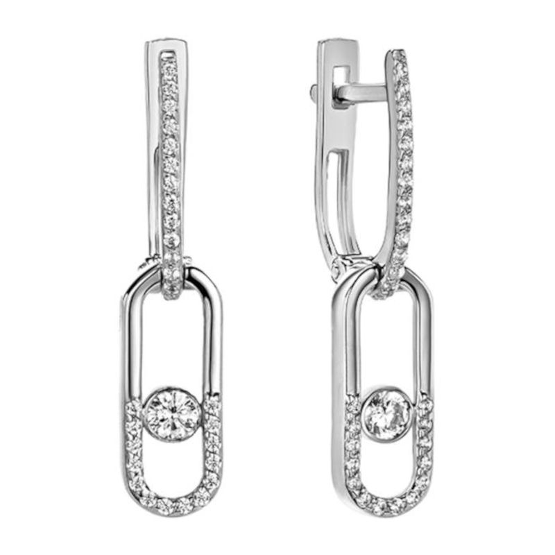 Серьги из белого золота 585 пробы с фианитами 01С1213122