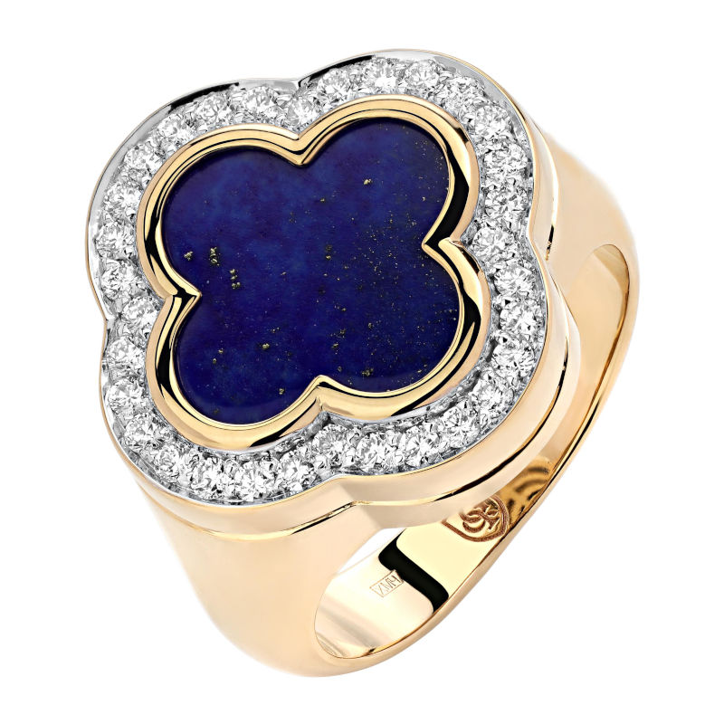 Кольцо из желтого золота 585 пробы с лазуритом и бриллиантами 01К6313311-2 Кольцо из желтого золота 585 пробы с лазуритом и бриллиантами 01К6313311-2