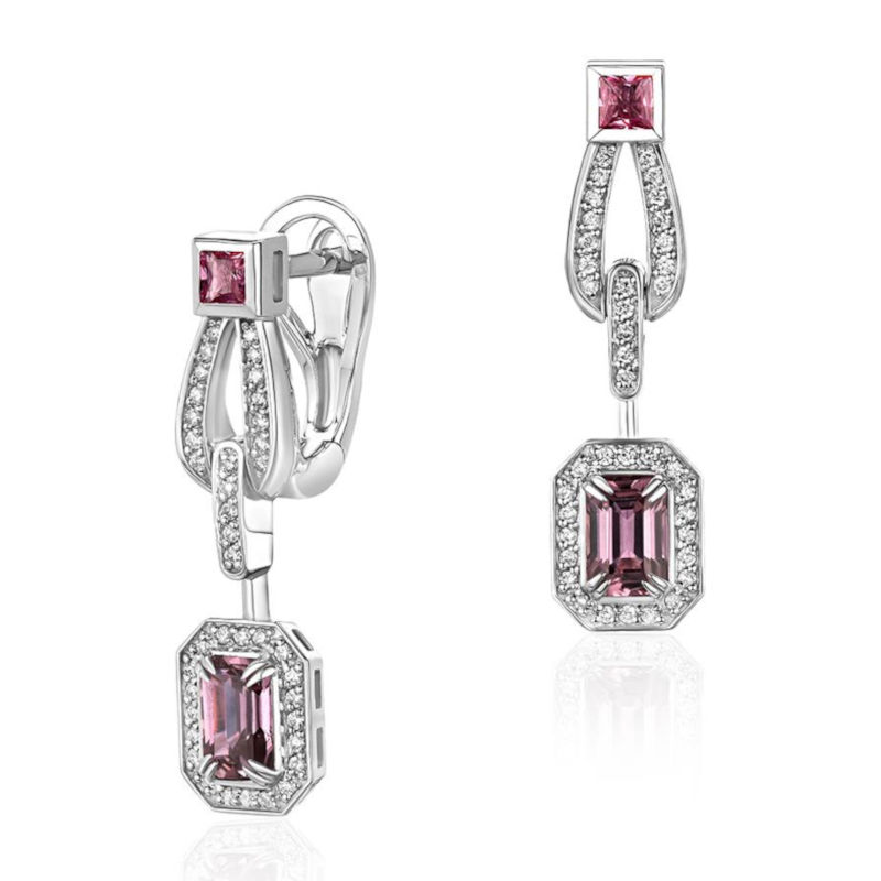 Серьги из белого золота 585 пробы с сапфирами и бриллиантами 01С6215207-5