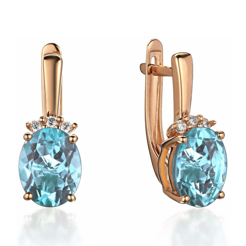 Серьги из красного золота 586 пробы с топазами и фианитами 01С3115470-3