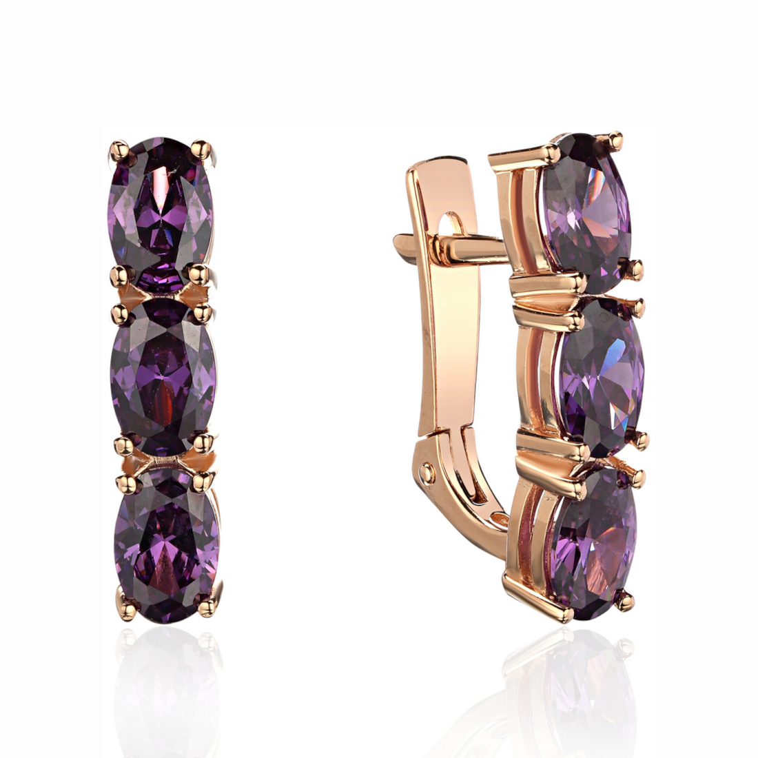 Серьги из красного золота 585 пробы с фианитами 01С215780-3