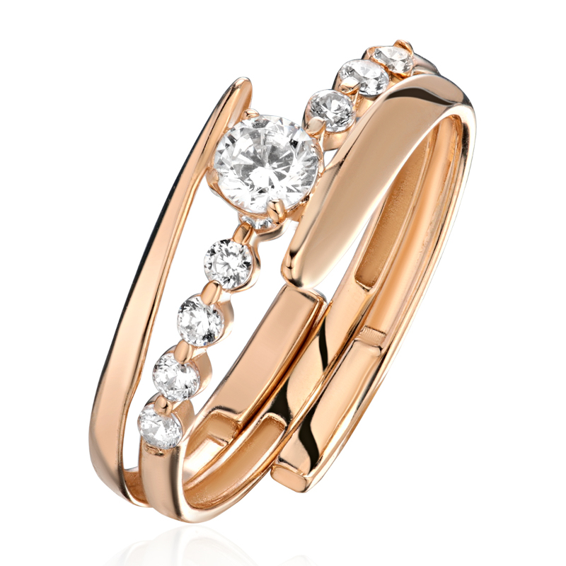 Кольцо из красного золота 585 пробы с фианитами 01К1116080