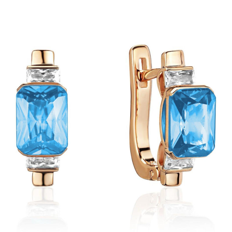 Серьги из красного золота 585 пробы с топазами и фианитами 01С3116532-2