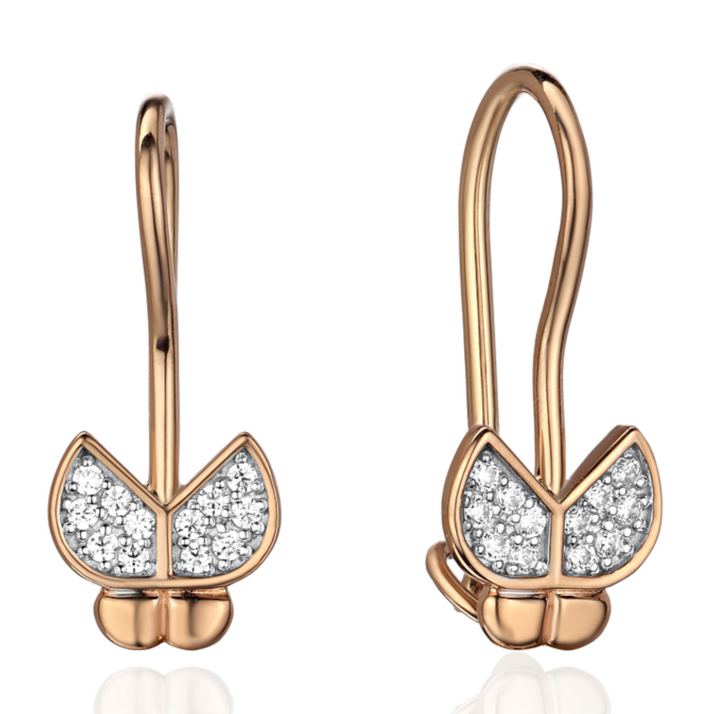 Серьги из красного золота 585 пробы с фианитами 01С1117003Р