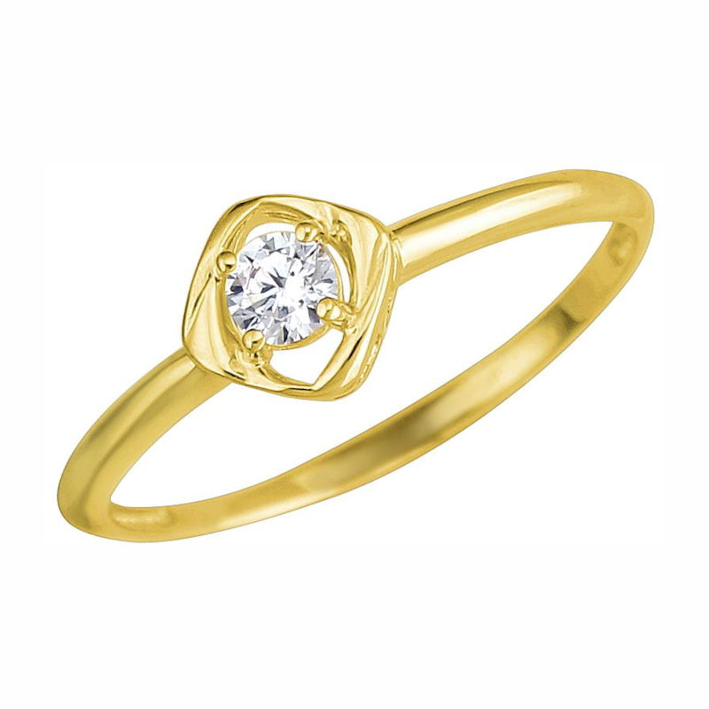 Кольцо из желтого золота 585 пробы с фианитом 01К1313867