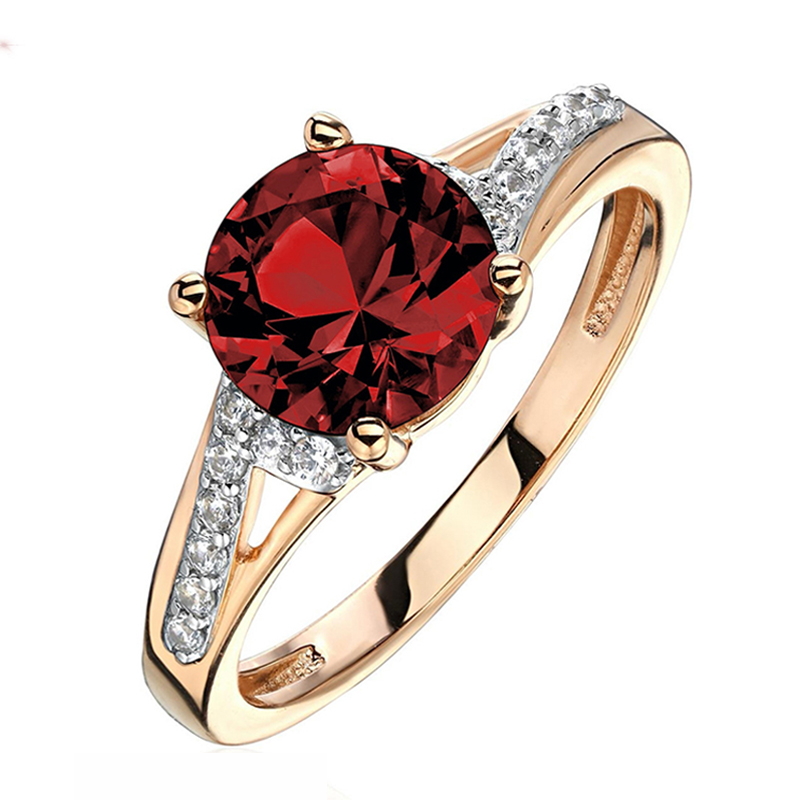 Кольцо из красного золота 585 пробы с наноситал родолитом и фианитами 01К2115367Р-4