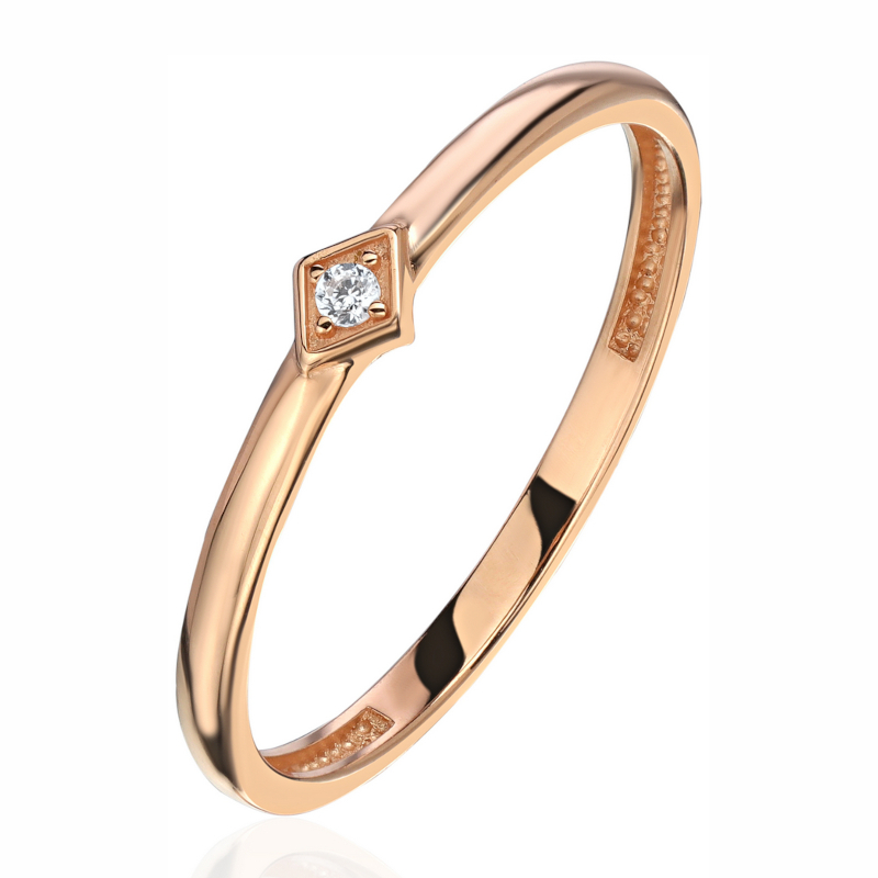 Кольцо из красного золота 585 пробы с фианитом 01К1115936