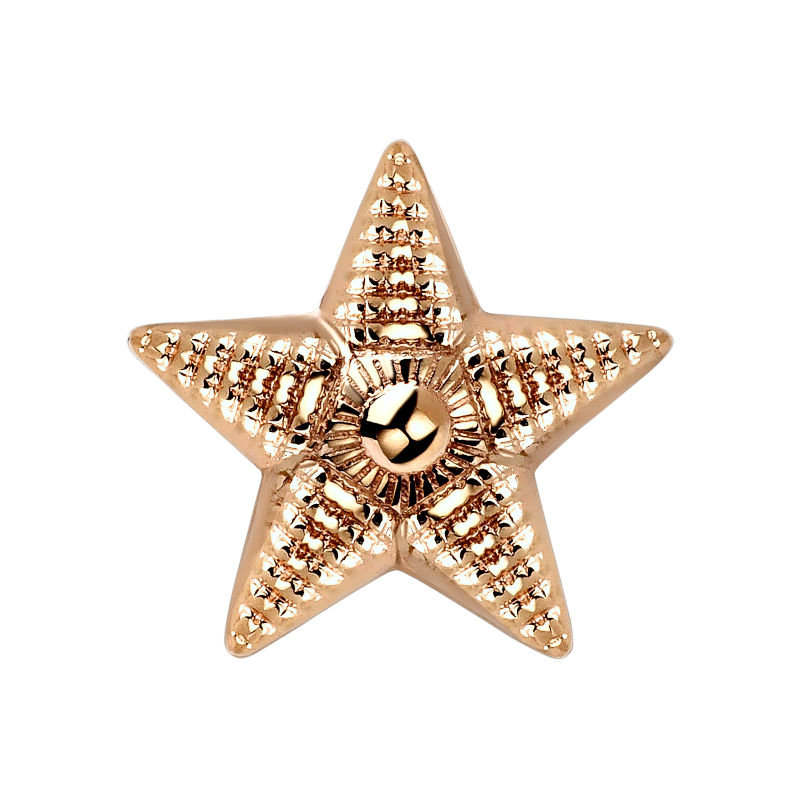 Звезда лейтенантская на погоны из красного золота 585 пробы без вставок 01В010203