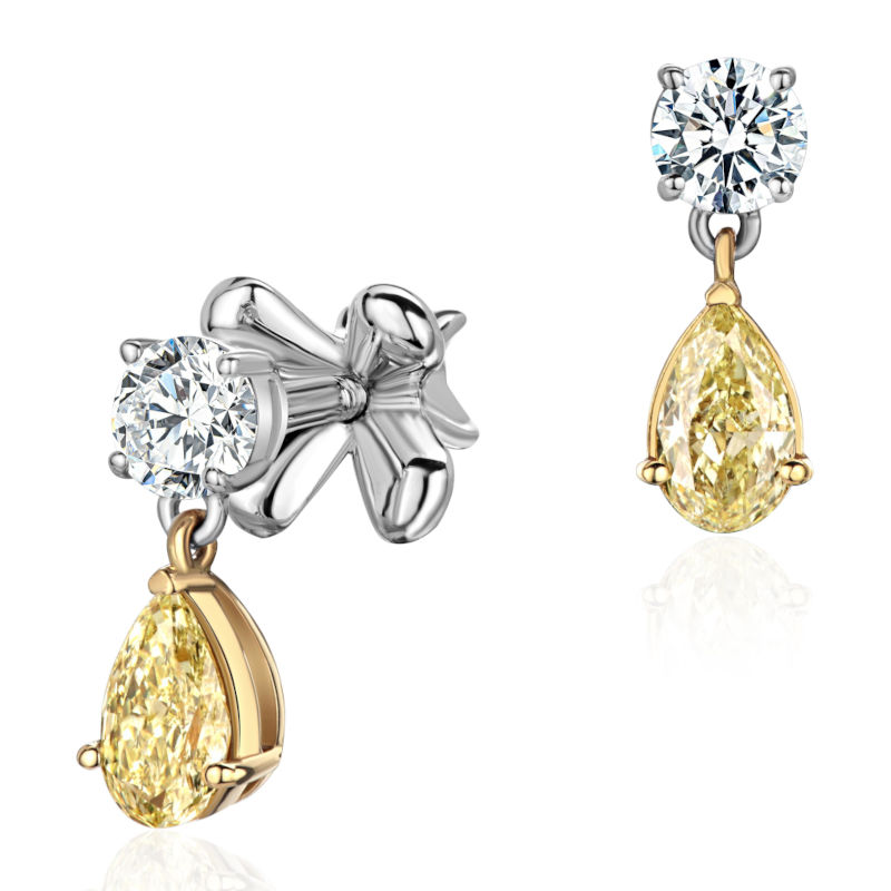 Серьги из комбинированного золота 750 пробы с бриллиантами 01С6817101-1