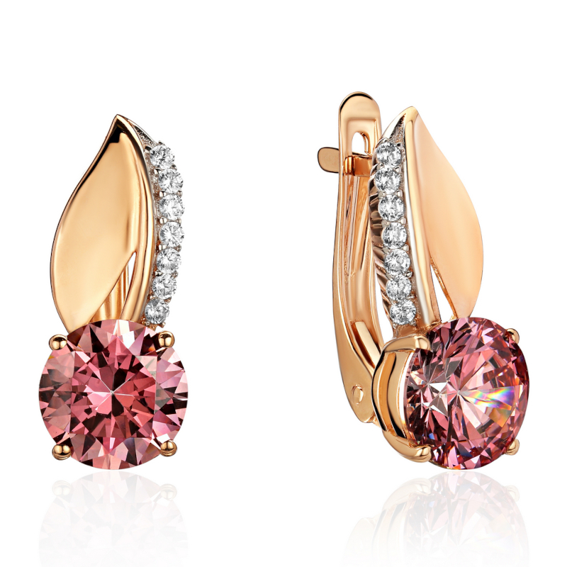 Серьги из красного золота 585 пробы с фианитами 01С2115323Р-2