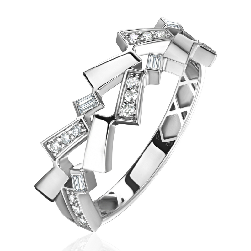 Кольцо из белого золота 585 пробы с бриллиантами 01К6217049