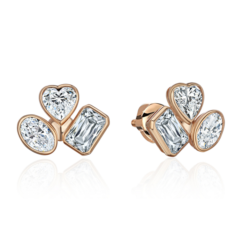 Серьги из красного золота 585 пробы с фианитами 01С1116903