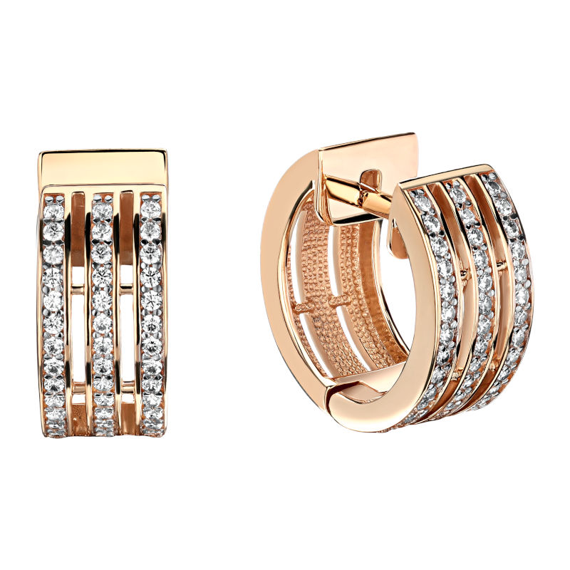 Серьги из красного золота 585 пробы с фианитами 01С1113751 Серьги из красного золота 585 пробы с фианитами 01С1113751