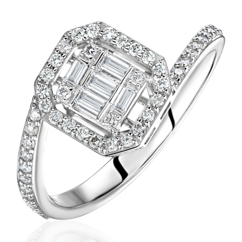 Кольцо из белого золота 585 пробы с бриллиантами 01К6216624