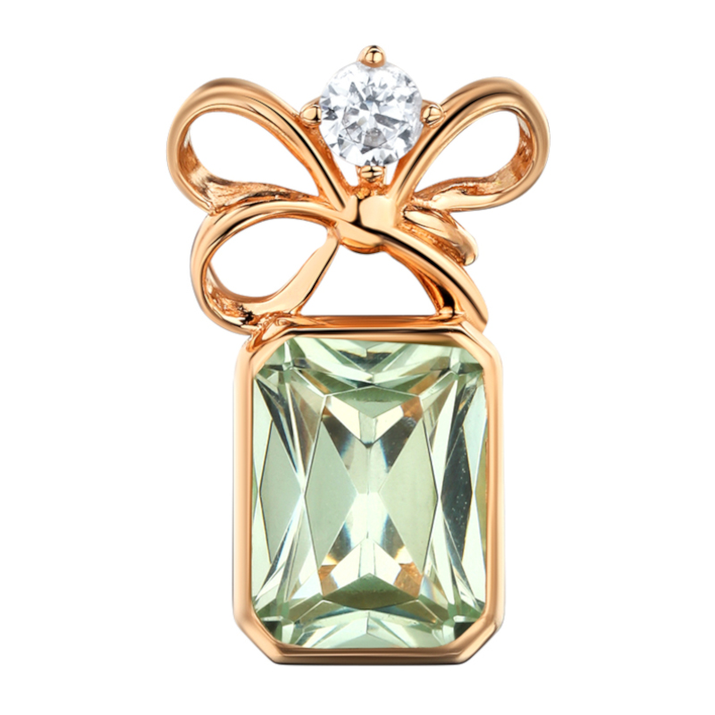 Подвеска из красного золота 585 пробы с наноситал кварцем и фианитом 01П2115468-4