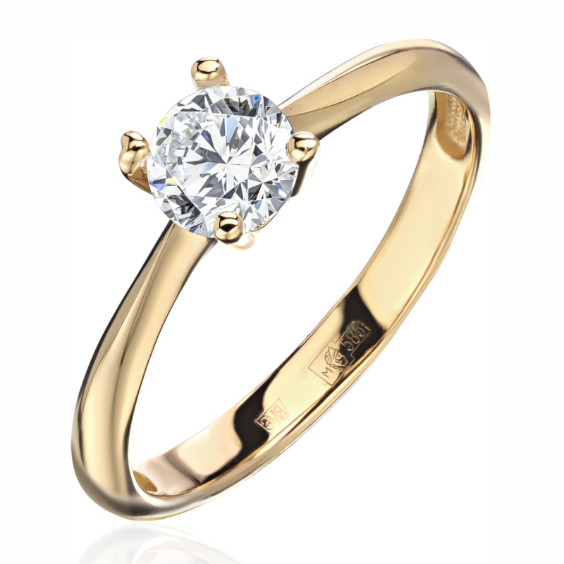 Кольцо из желтого золота 585 пробы с фианитом 01К1315501