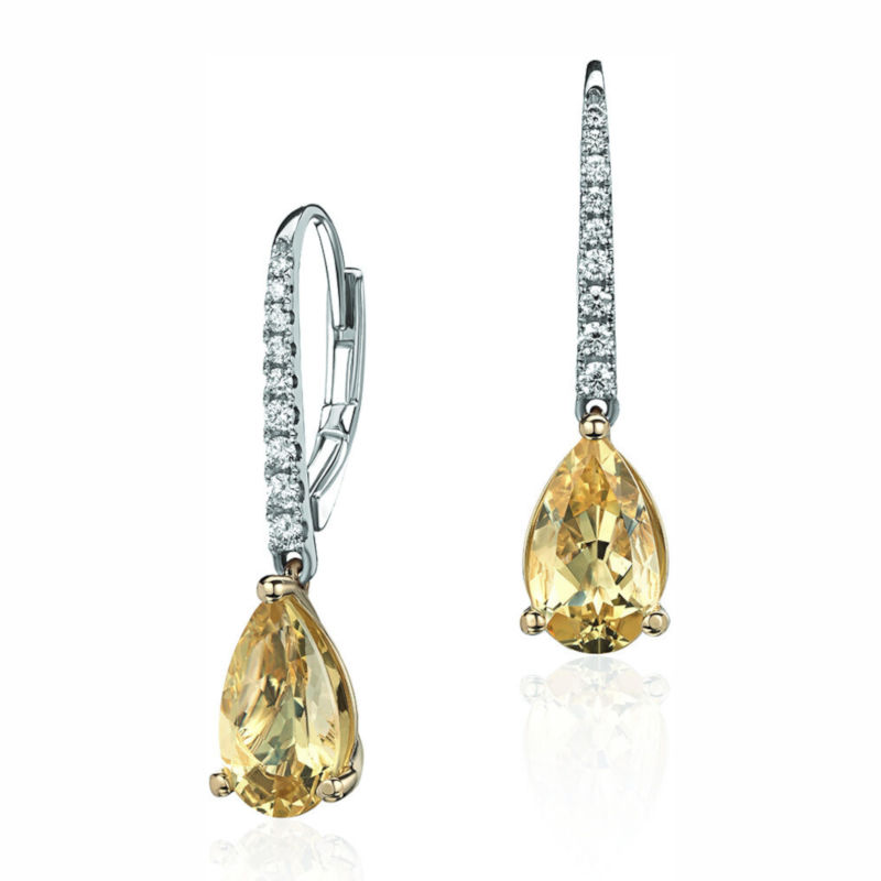 Серьги из белого золота 750 пробы с кварцем и бриллиантами 01С6714700-9