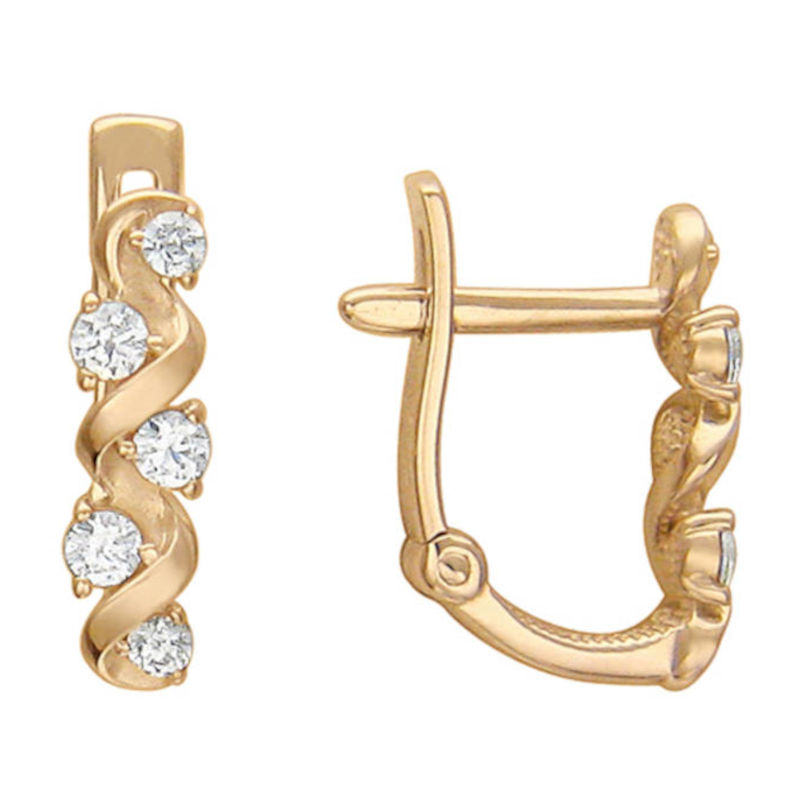 Серьги из красного золота 585 пробы с фианитами 01С116083 Серьги из красного золота 585 пробы с фианитами 01С116083