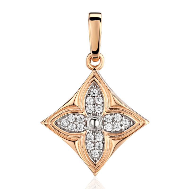 Подвеска из красного золота 585 пробы с фианитами 01П1115577Р