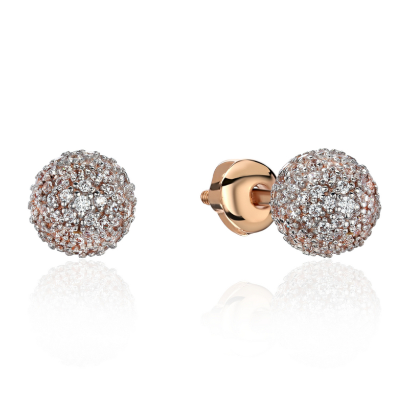 Серьги из красного золота 585 пробы с фианитами 01С1114904Р