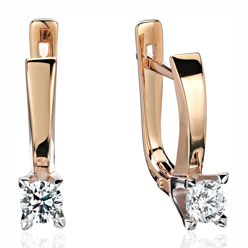 Серьги из красного золота 585 пробы с фианитами 01С1115779Р