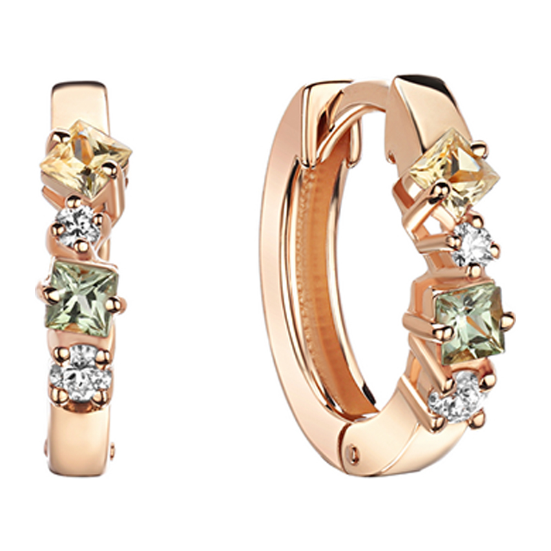 Серьги из красного золота 585 пробы с сапфирами и бриллиантами 01С6115500-4