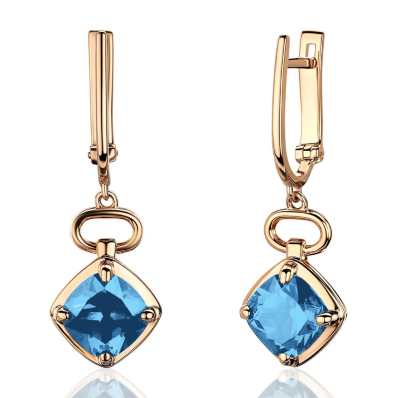 Серьги из красного золота 585 пробы с топазами 01С3116630-1