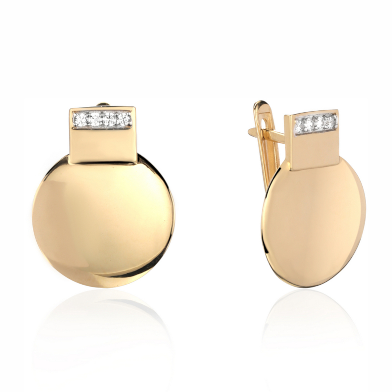 Серьги из желтого золота 585 пробы с фианитами 01С1314939Р