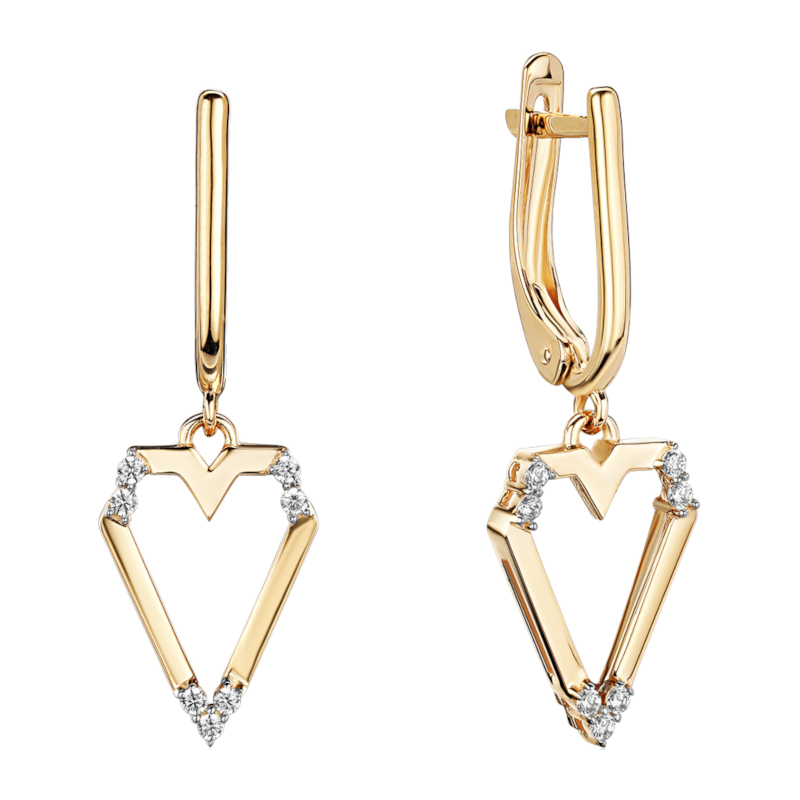 Серьги из желтого золота 585 пробы с фианитами 01С1315495Р