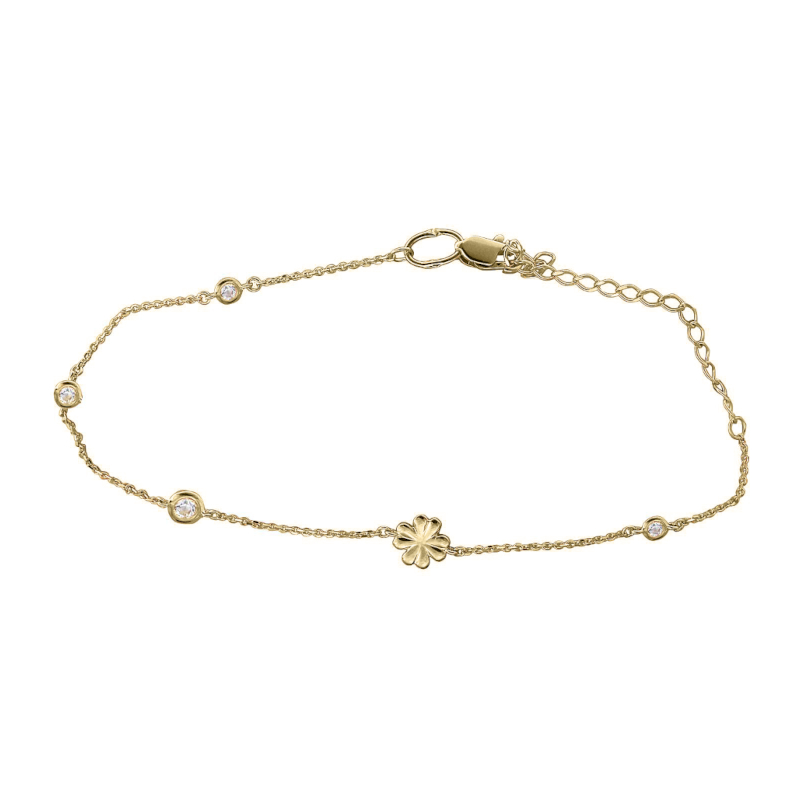 Браслет из желтого золота 585 пробы с фианитами 01Б132810