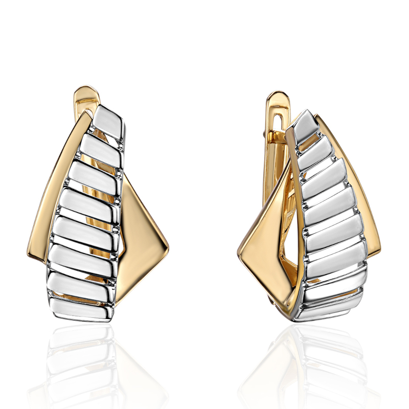 Серьги из желтого золота 585 пробы без вставок 01С0315801Р