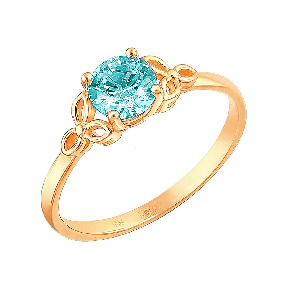 Кольцо из красного золота 585 пробы с фианитом 01К2110884-1