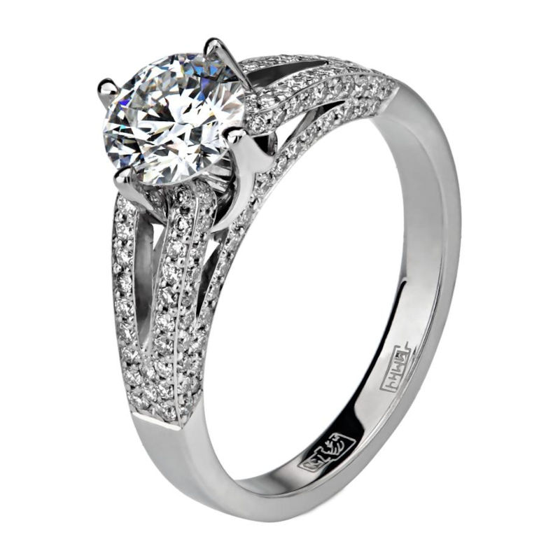 Кольцо из белого золота 750 пробы с бриллиантами 01К6745702