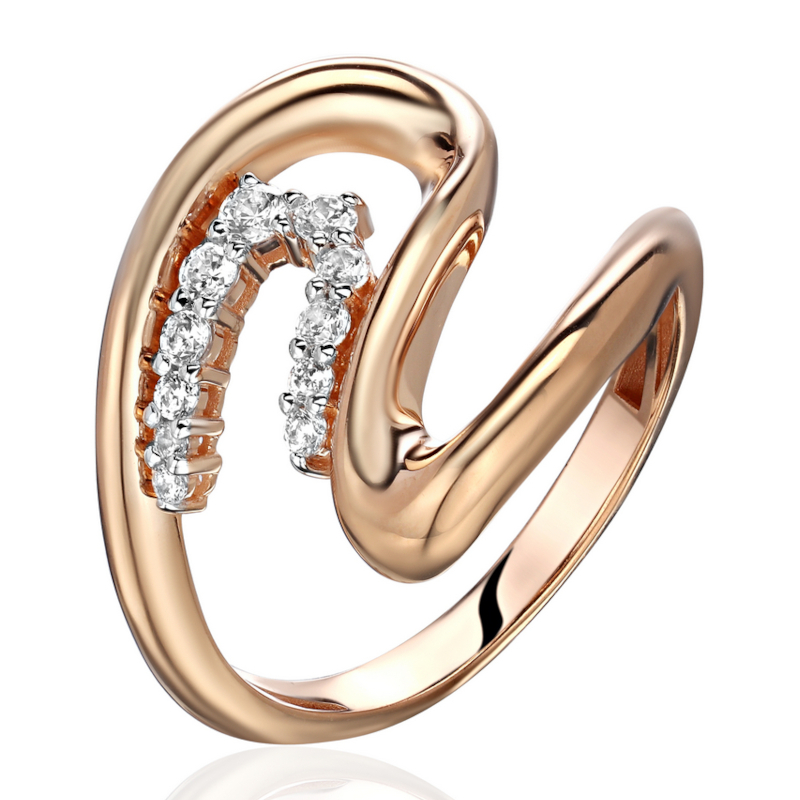 Кольцо из красного золота 585 пробы с фианитами 01К1116820Р