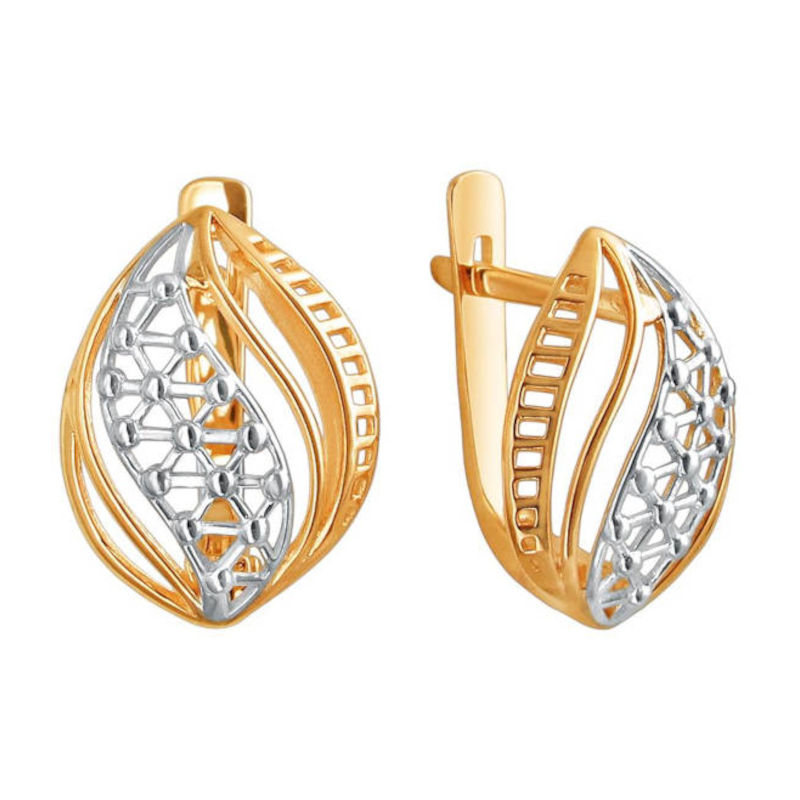 Серьги из красного золота 585 пробы без вставок 01С0111516Р Серьги из красного золота 585 пробы без вставок 01С0111516Р