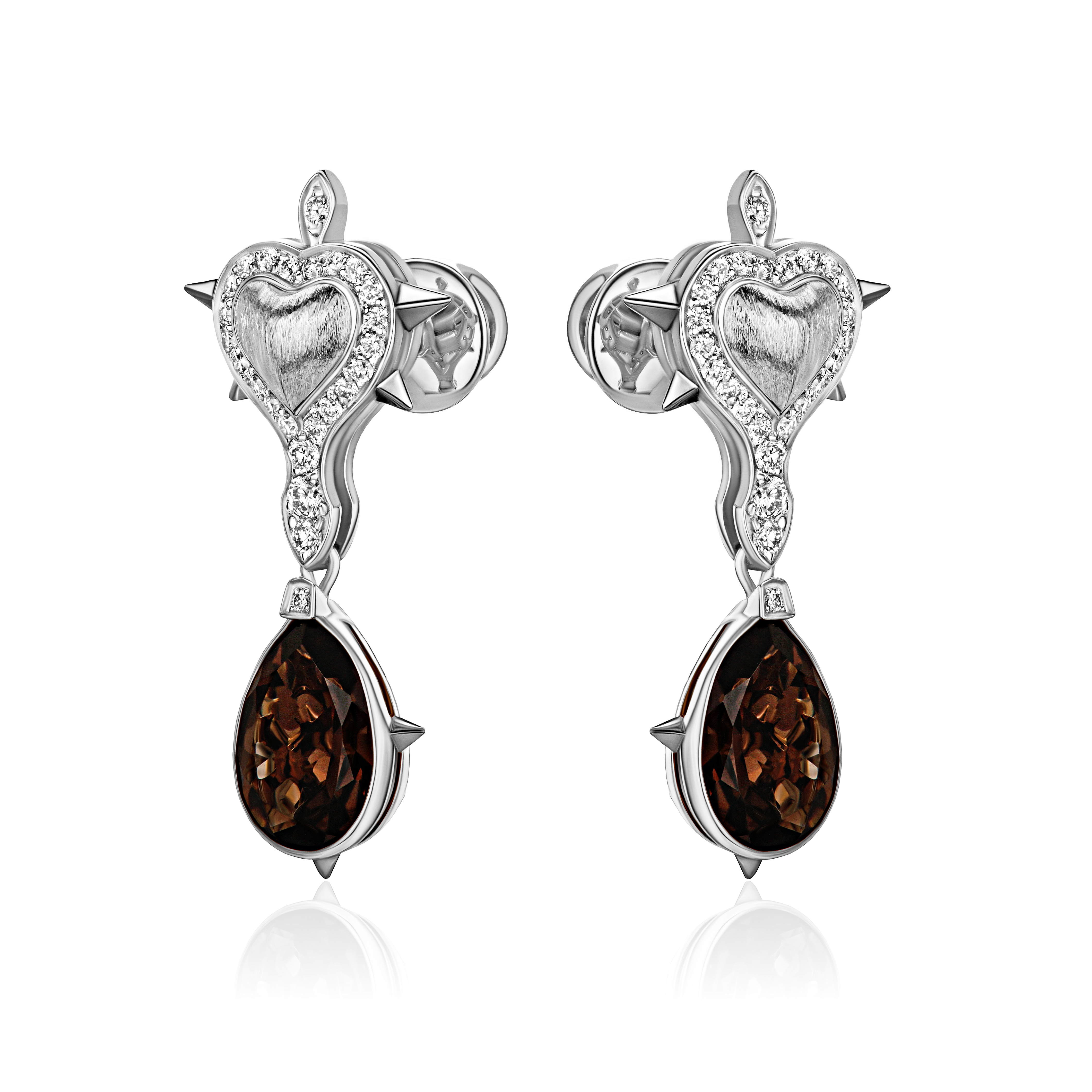 Серьги из белого золота 585 пробы 01С6215827ЧР-2
