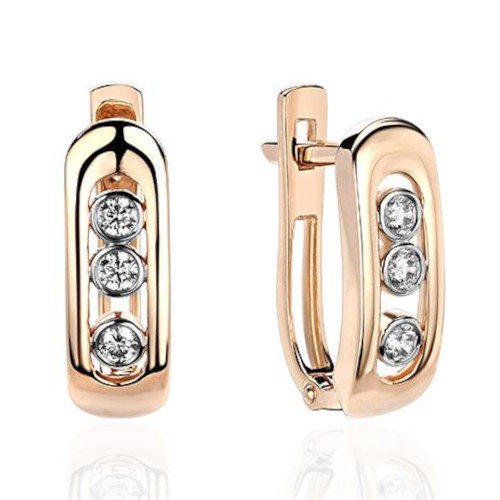 Серьги из красного золота 375 пробы с фианитами 01С1113121SР