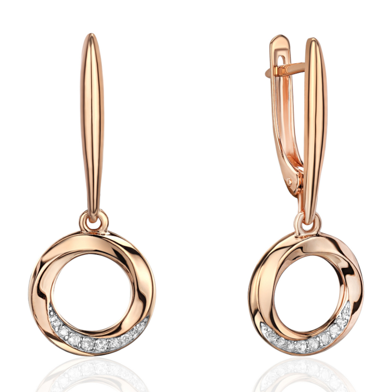 Серьги из красного золота 585 пробы с бриллиантами 01С6116300Р