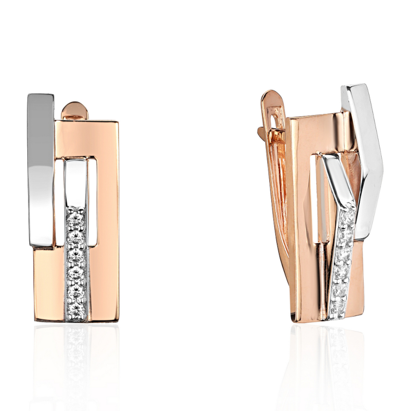 Серьги из красного золота 585 пробы с фианитами 01С1114996Р
