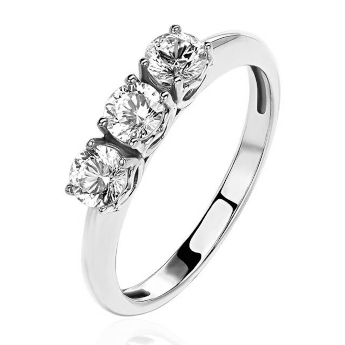 Кольцо из белого золота 585 пробы с фианитами 01К129302