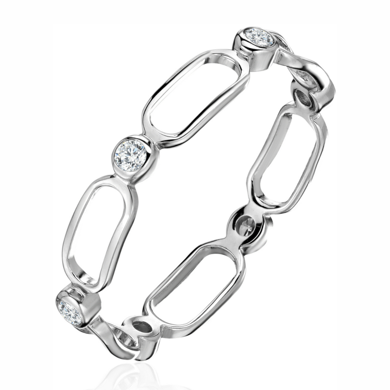 Кольцо из белого золота 585 пробы с фианитами 01К1215454