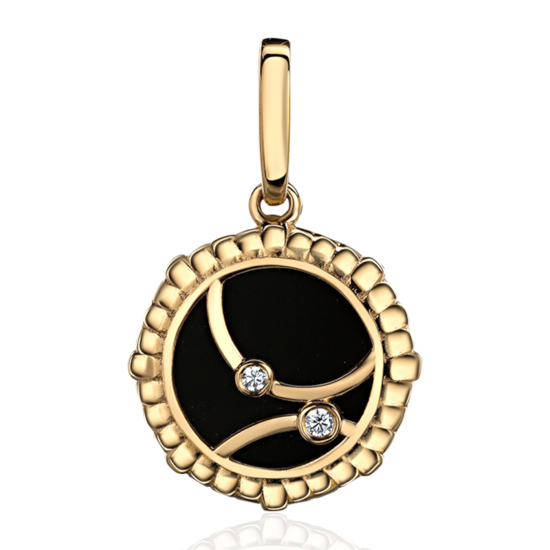 Подвеска из желтого золота 585 пробы с агатом и фианитами 01П4315067-1