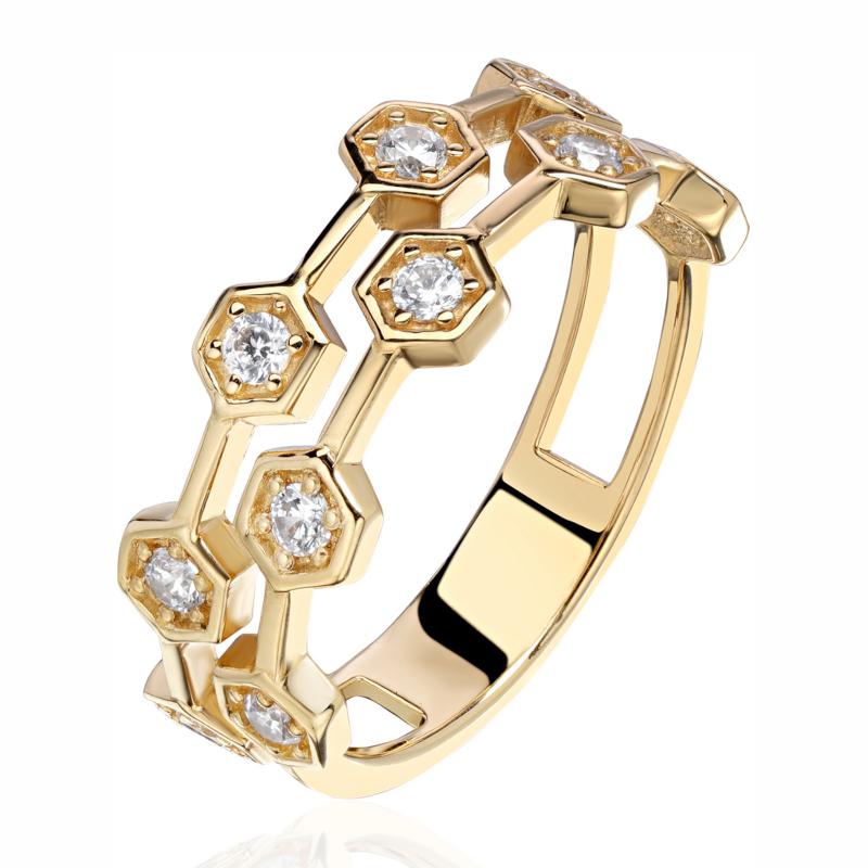 Кольцо из желтого золота 585 пробы с фианитами 01К1315905