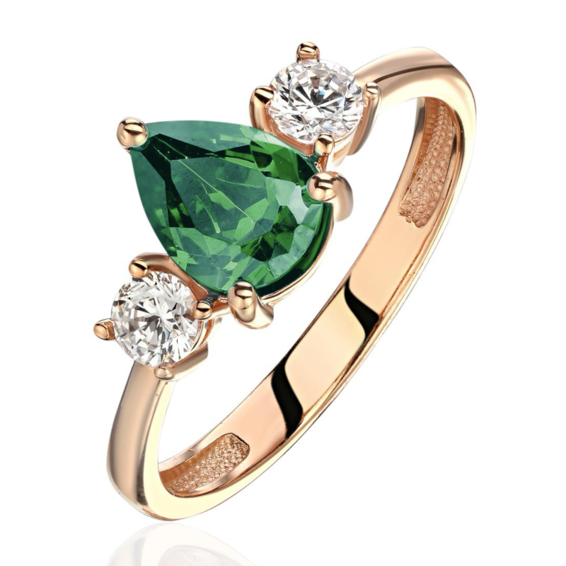 Кольцо из красного золота 585 пробы с кварцем и фианитами 01К2115337-6