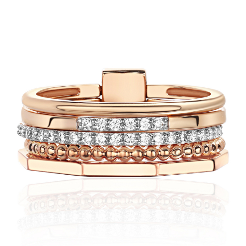 Кольцо из красного золота 585 пробы с фианитами 01К1116592Р