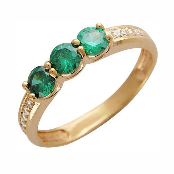 Кольцо из красного золота 585 пробы с наноизумрудами и фианитами 01К215252-1